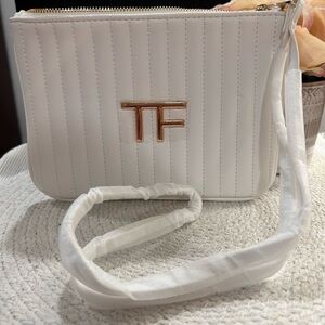 Tom Ford GWP White Quilted Clutch with Gold Logo